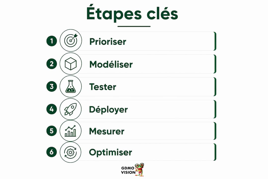 Schéma vertical présentant les étapes essentielles du processus pour les PME