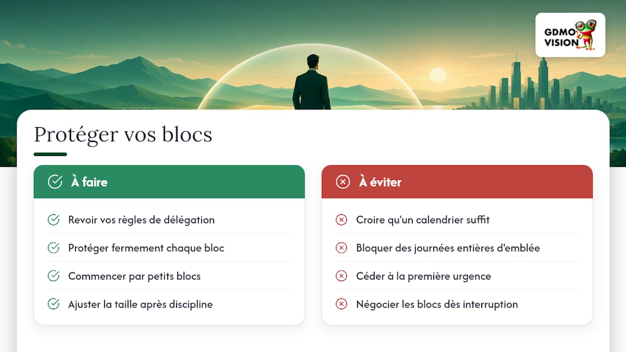 Ce que le time blocking promet et ce qu'il ne tient pas toujours — overview diagram